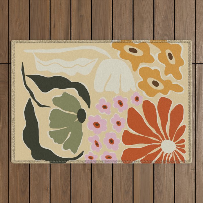 70s tropical fun flower Outdoor Rug Gallery Image 1
