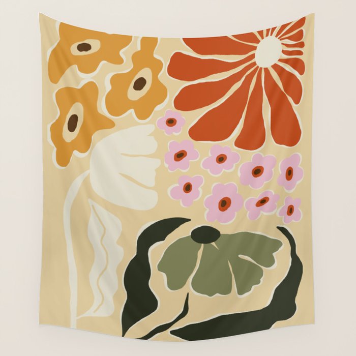 70s tropical fun flower Wall Tapestry Gallery Image 4