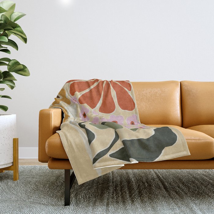 70s tropical fun flower Throw Blanket Gallery Image 1
