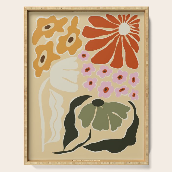 70s tropical fun flower Serving Tray Gallery Image 1