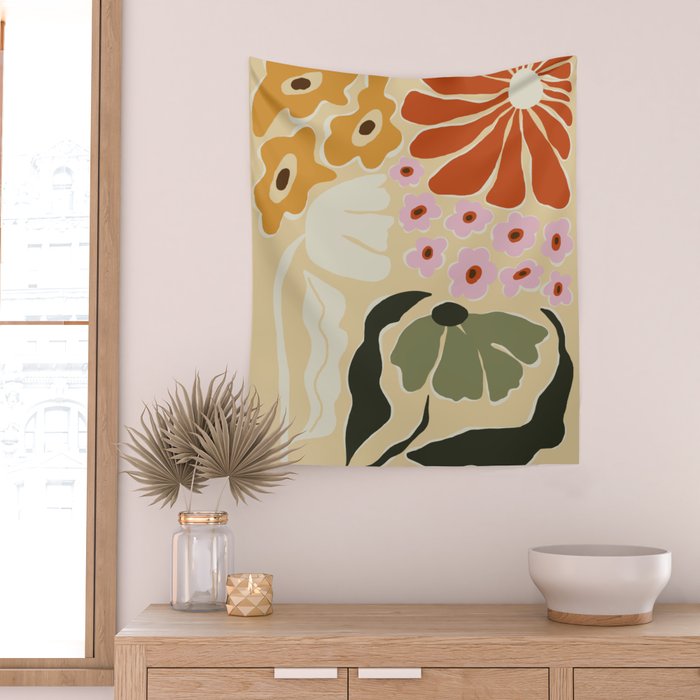 70s tropical fun flower Wall Tapestry Gallery Image 2