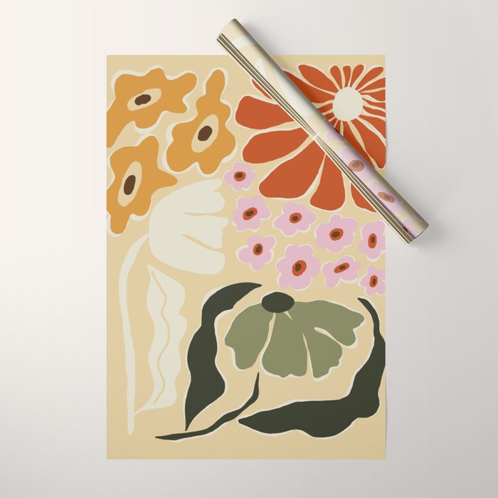 70s tropical fun flower Wrapping Paper Gallery Image 1