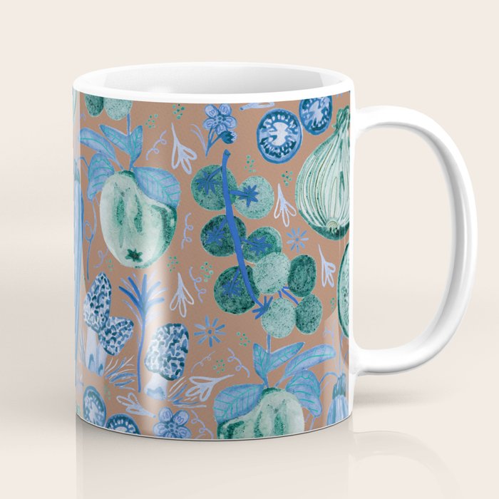 Garden Vegetables & Fresh Fruit in Blue Midnight Coffee Mug Gallery Image 1