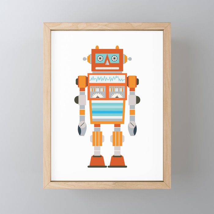 Orange Robot Retro Toy Mini Art Print