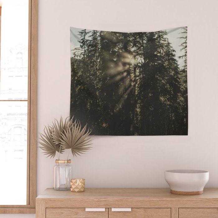 Sunset in the Woods - Nature Photography Wall Tapestry Gallery Image 2