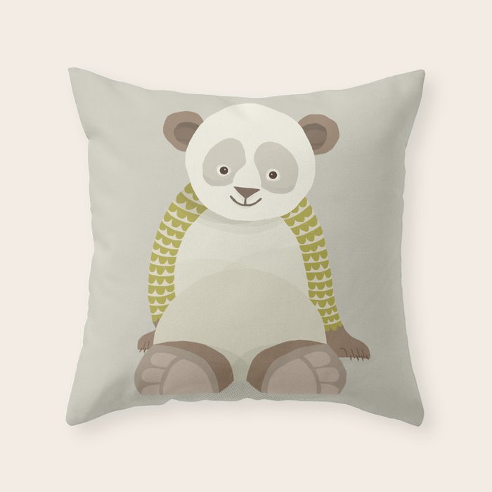 Whimsical Giant Panda Throw Pillow Gallery Image 1