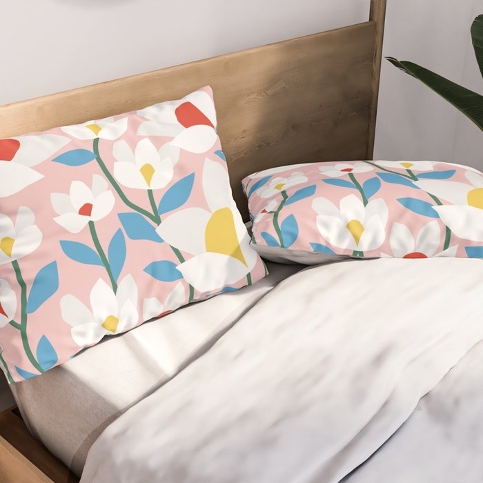 White Spring Florals Pillow Sham Gallery Image 2