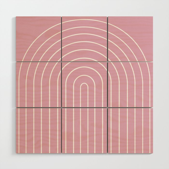 Minimal Arch XXVII Blush Pink Modern Geometric Lines Wood Wall Art Gallery Image 1