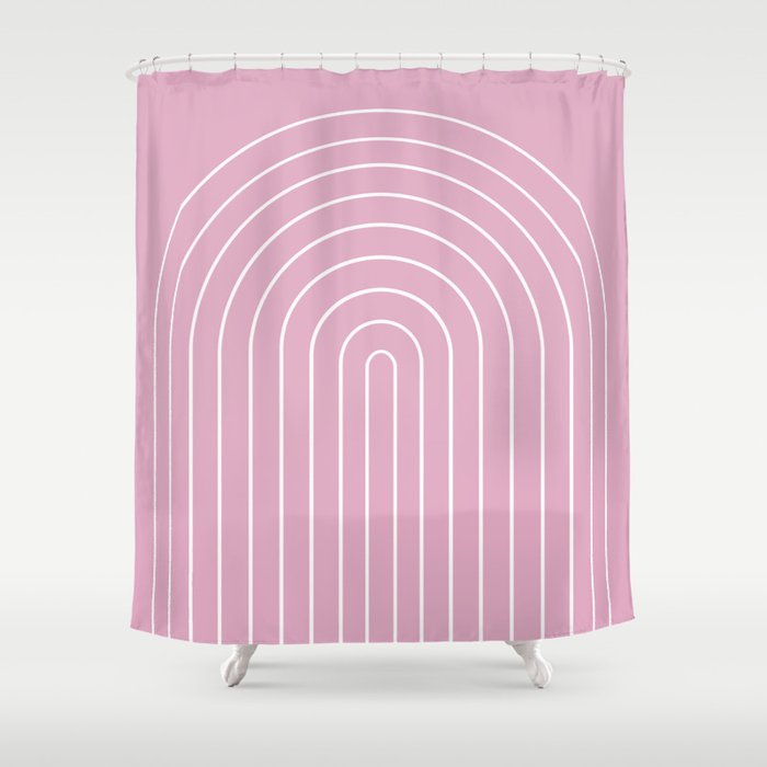 Minimal Arch XXVII Blush Pink Modern Geometric Lines Shower Curtain Gallery Image 1