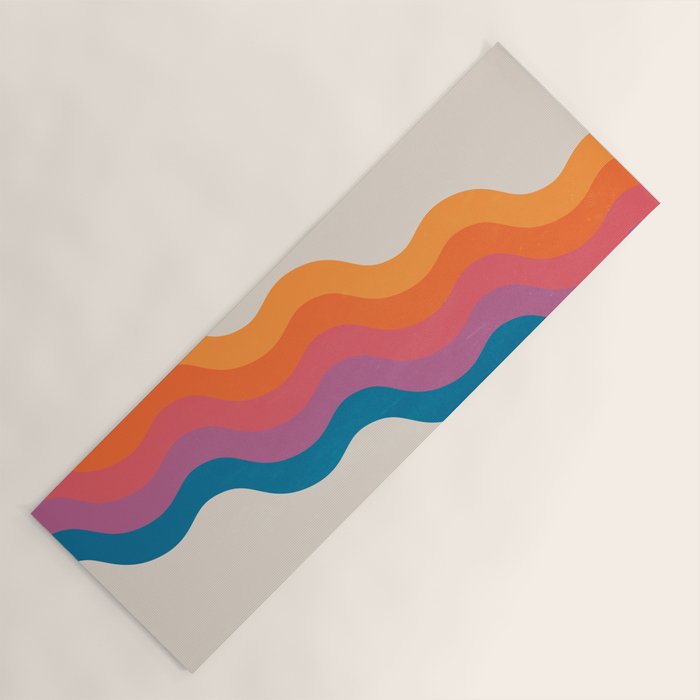 Vintage California Sun: Slanted Stripes Yoga Mat Gallery Image 1