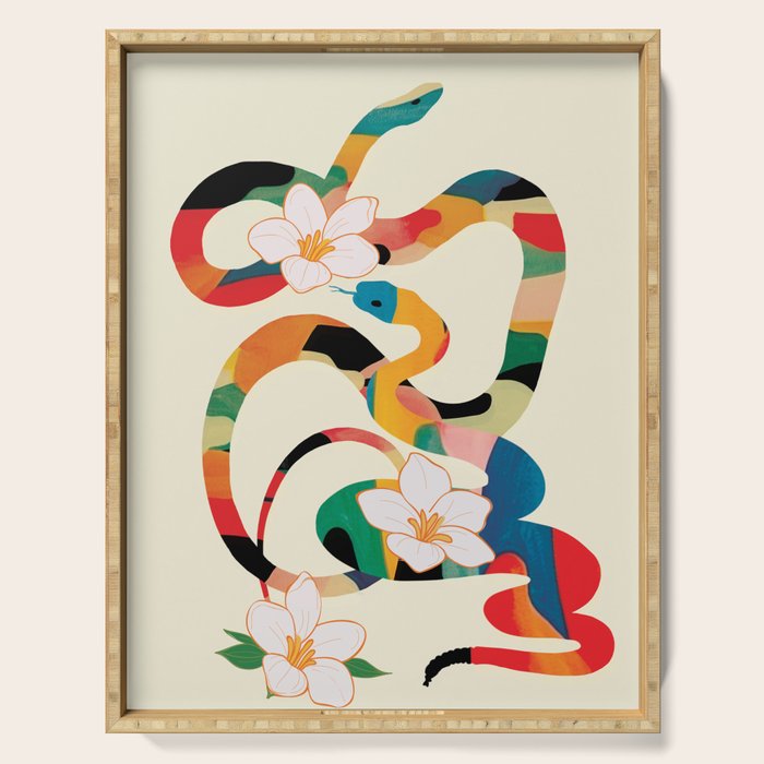 Abstract Snakes in the Flowers 1 Serving Tray Gallery Image 1