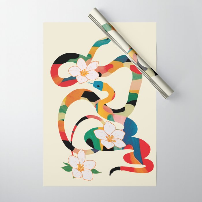 Abstract Snakes in the Flowers 1 Wrapping Paper Gallery Image 1
