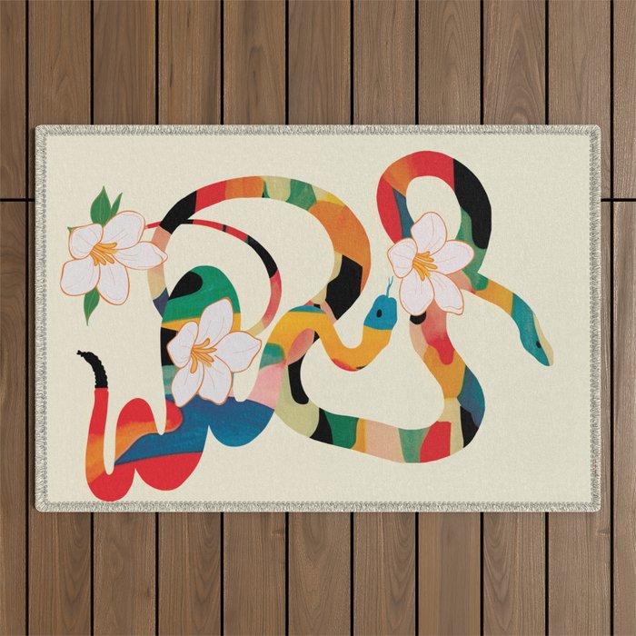 Abstract Snakes in the Flowers 1 Outdoor Rug Gallery Image 1