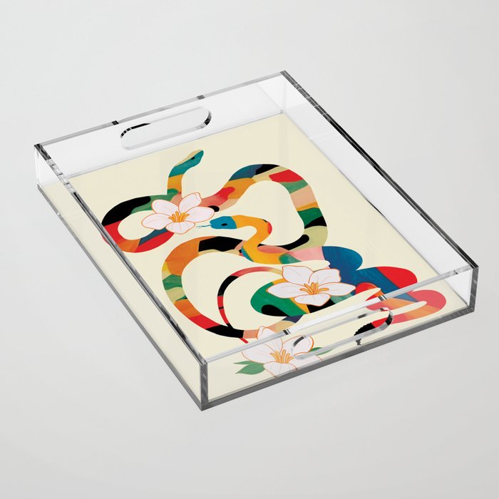 Abstract Snakes in the Flowers 1 Acrylic Tray Gallery Image 1