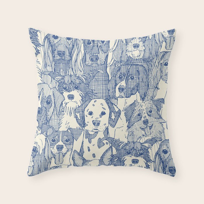 dogs aplenty classic blue pearl Throw Pillow Gallery Image 6