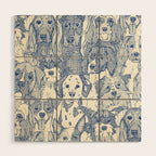dogs aplenty classic blue pearl Wood Wall Art Gallery Image 1