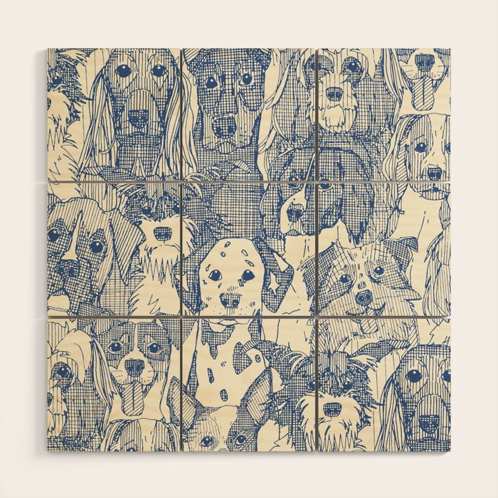 dogs aplenty classic blue pearl Wood Wall Art Gallery Image 1