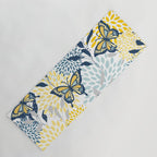 Floral and Butterflies Print, Blue and Yellow Yoga Mat Gallery Image 1