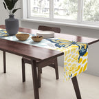 Floral and Butterflies Print, Blue and Yellow Table Runner Gallery Image 2