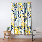 Floral and Butterflies Print, Blue and Yellow Window Curtain Gallery Image 5