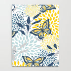 Floral and Butterflies Print, Blue and Yellow Notebook Gallery Image 4