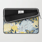 Floral and Butterflies Print, Blue and Yellow Laptop Sleeve Gallery Image 2