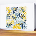 Floral and Butterflies Print, Blue and Yellow Wall Mural Gallery Image 2