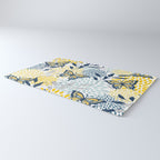 Floral and Butterflies Print, Blue and Yellow Rug Gallery Image 3