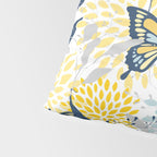 Floral and Butterflies Print, Blue and Yellow Pillow Sham Gallery Image 4