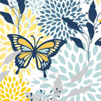 Floral and Butterflies Print, Blue and Yellow Coffee Mug Gallery Image 2