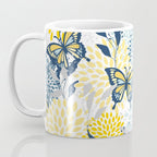 Floral and Butterflies Print, Blue and Yellow Coffee Mug Gallery Image 3