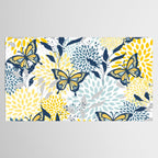 Floral and Butterflies Print, Blue and Yellow Tablecloth Gallery Image 2