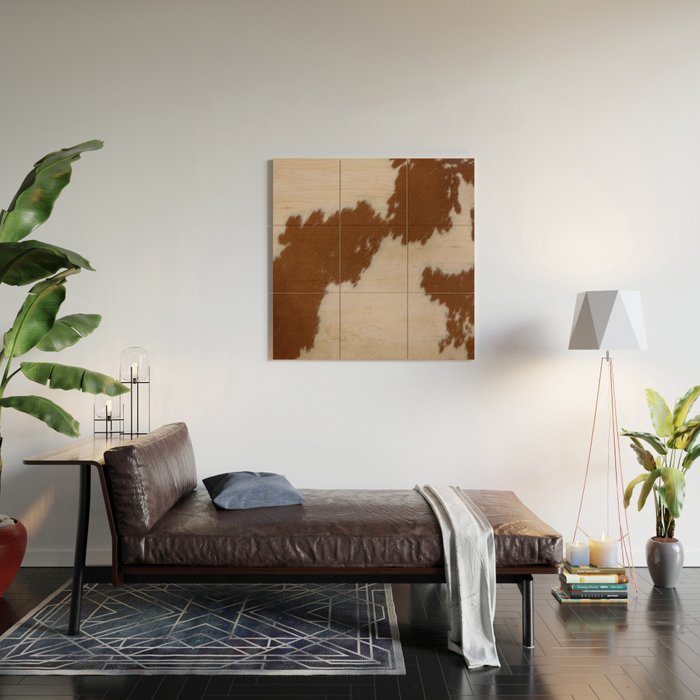 Spotted Light Brown Cowhide Wood Wall Art Gallery Image 2