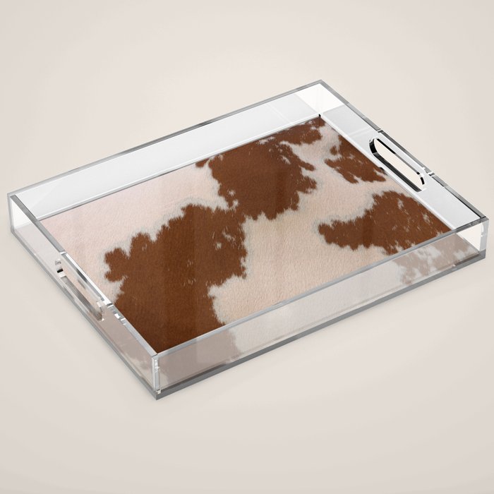 Spotted Light Brown Cowhide Acrylic Tray Gallery Image 1
