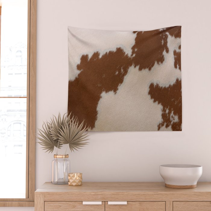 Spotted Light Brown Cowhide Wall Tapestry Gallery Image 2