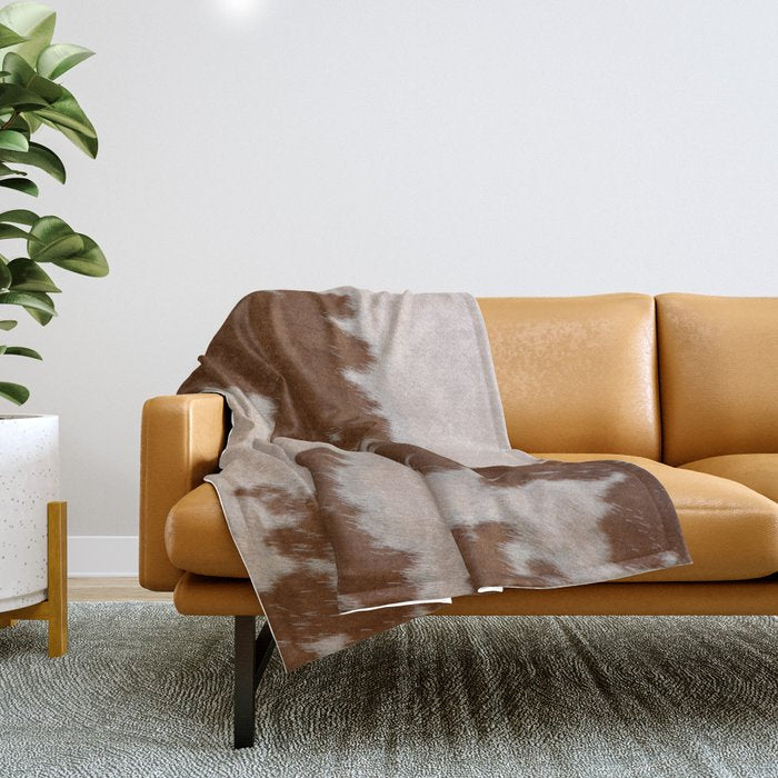 Spotted Light Brown Cowhide Throw Blanket Gallery Image 1