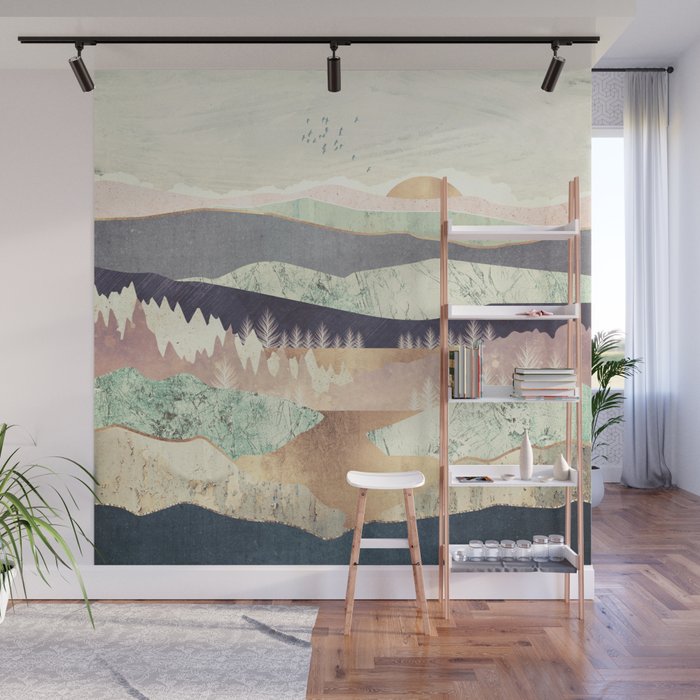 Golden Spring Reflection Wall Mural Gallery Image 1