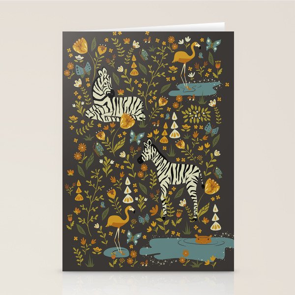 Zebras in Wild Fall Garden Stationery Card Gallery Image 2