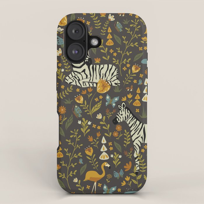 Zebras in Wild Fall Garden iPhone Case Gallery Image 1