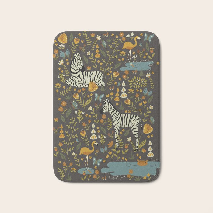 Zebras in Wild Fall Garden Bath Mat Gallery Image 1
