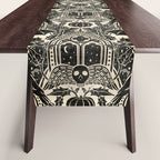Gothic Halloween Damask - black and cream Table Runner Gallery Image 1