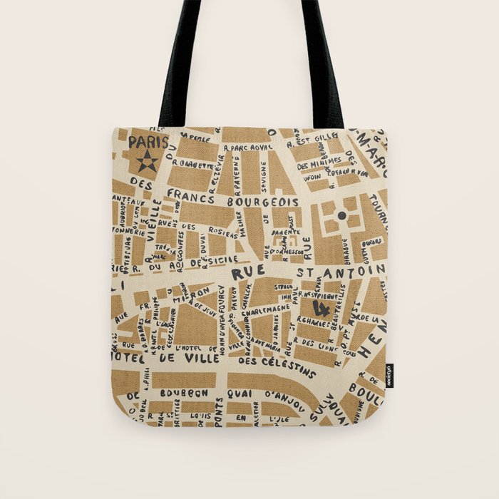 PARIS MAP RUSTIC Tote Bag Gallery Image 1