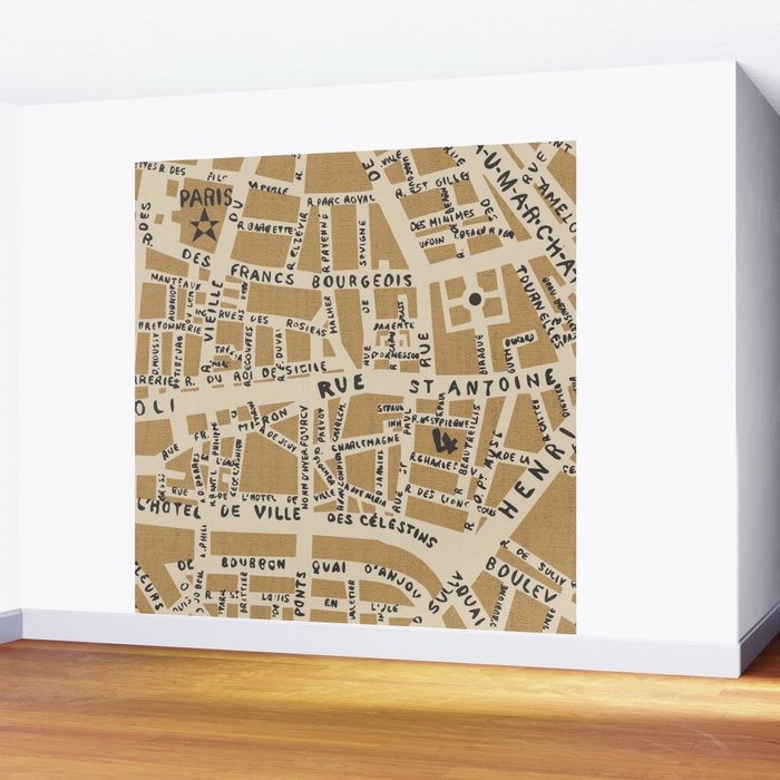 PARIS MAP RUSTIC Wall Mural Gallery Image 2