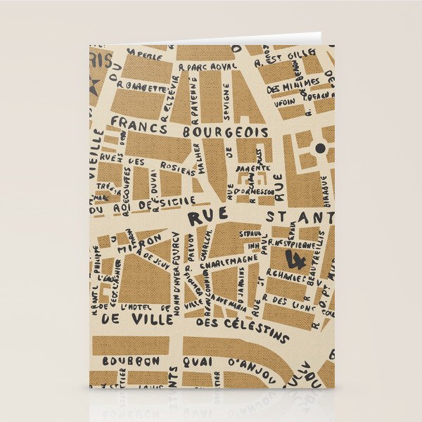 PARIS MAP RUSTIC Stationery Card Gallery Image 1