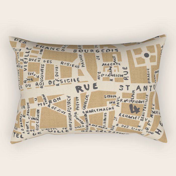PARIS MAP RUSTIC Rectangular Pillow Gallery Image 1