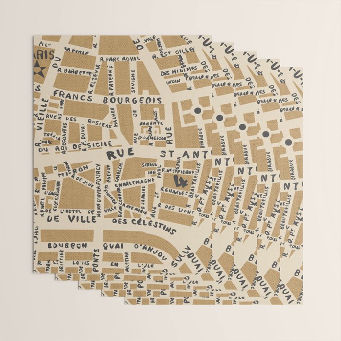 PARIS MAP RUSTIC Wrapping Paper Gallery Image 3