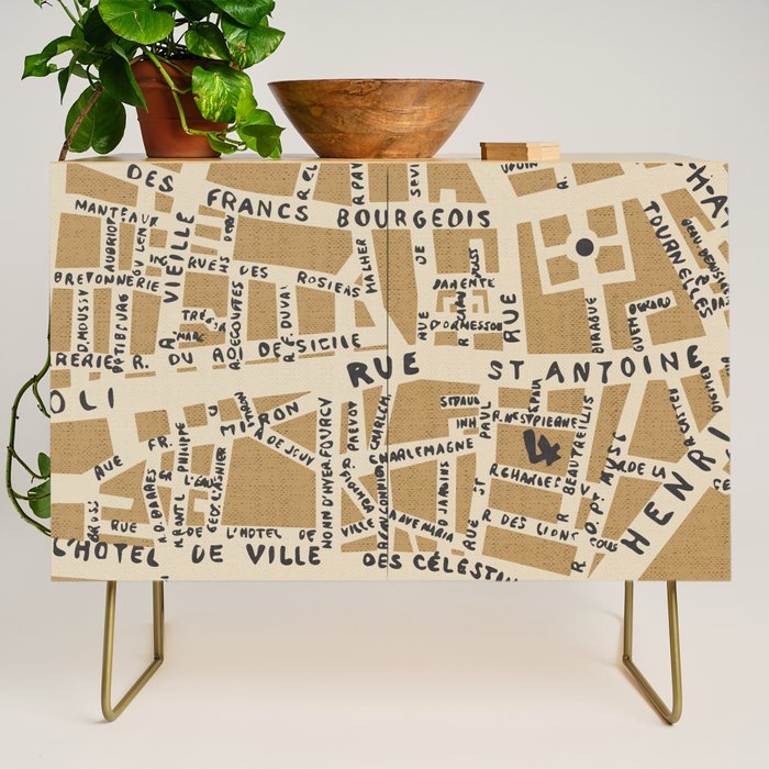 PARIS MAP RUSTIC Credenza Gallery Image 1
