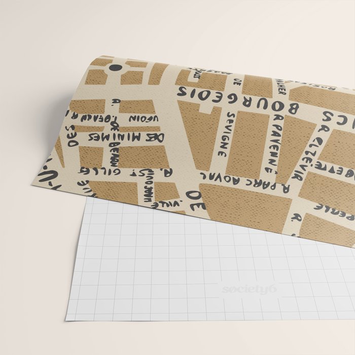 PARIS MAP RUSTIC Wrapping Paper Gallery Image 2