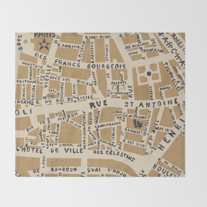 PARIS MAP RUSTIC Throw Blanket Gallery Image 2