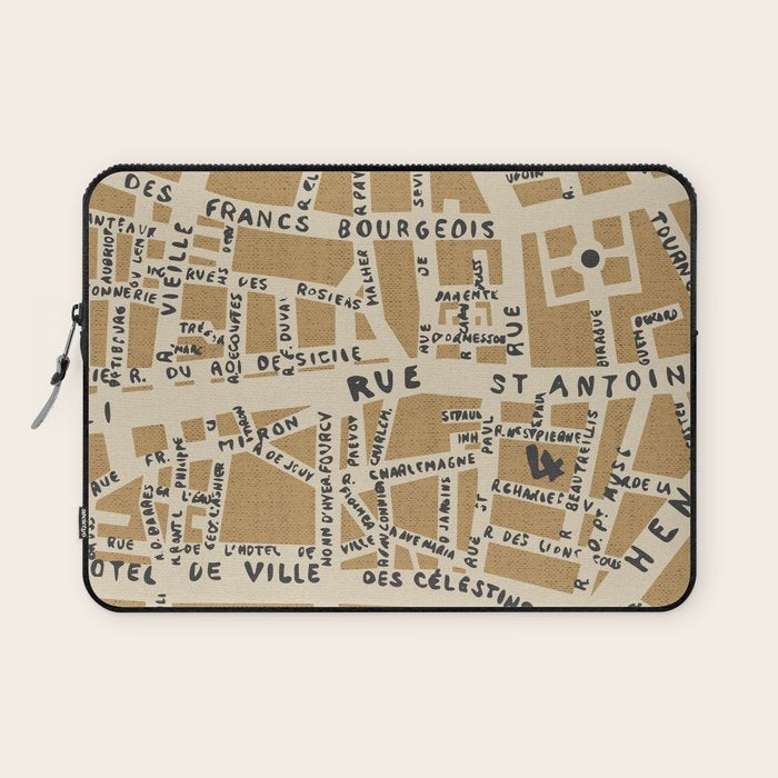PARIS MAP RUSTIC Laptop Sleeve Gallery Image 1